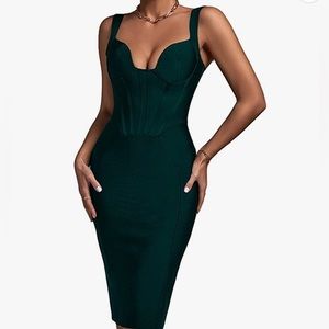 Dark Green Body-con Sleeveless Dress